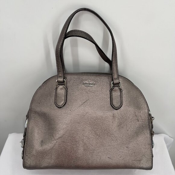 Kate Spade New York Metallic Leather Satchel with Crystal Embellishments - Picture 1 of 15